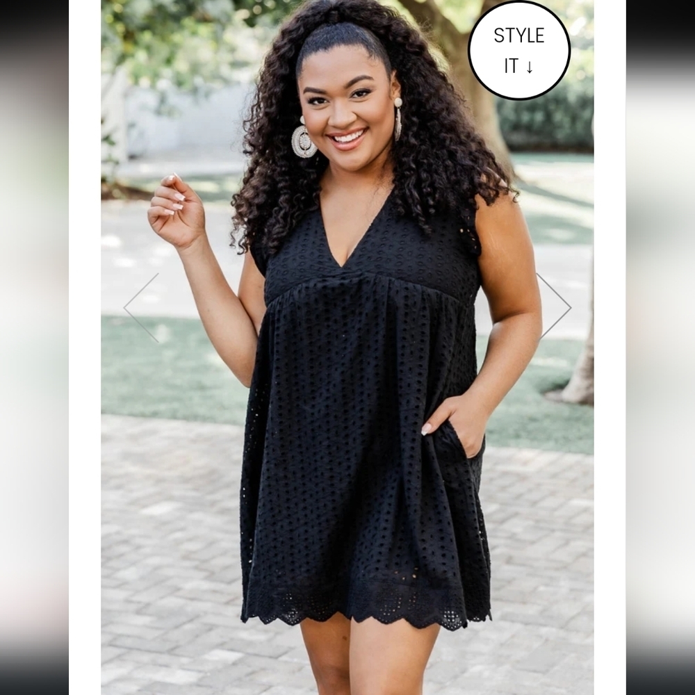 Black Eyelet V-Neck Romper